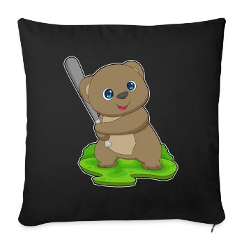 Bear Baseball Baseball Bat - Sofa pillowcase 17,3'' x 17,3'' (45 x 45 cm) - black - Front