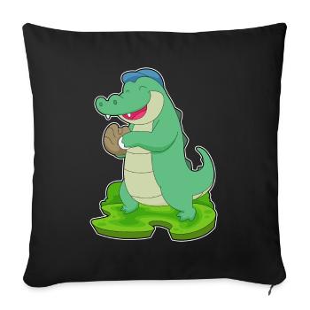 Gant de baseball en crocodile - Housse de coussin décorative 45 x 45 cm - noir - Devant
