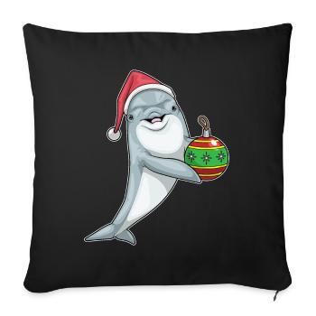 Dolphin Christmas Christmas Ball - Sofa pillowcase 17,3'' x 17,3'' (45 x 45 cm) - black - Front