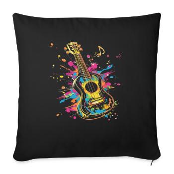 Ukulele Streetart - Sofakissenbezug 45 x 45 cm - Schwarz - Vorne