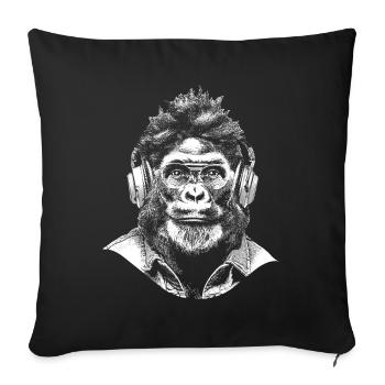 T-shirt gorille élégant pour les fans de street art - Housse de coussin décorative 45 x 45 cm - noir - Devant
