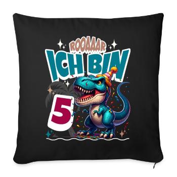 T Rex Dinosaurier 5. Geburtstag Kindergeburtstag - Sofakissenbezug 45 x 45 cm - Schwarz - Vorne