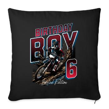 Motocross 6th Birthday - Sofa pillowcase 17,3'' x 17,3'' (45 x 45 cm) - black - Front