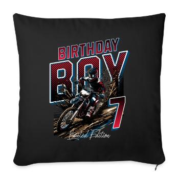 Motocross 7th Birthday - Sofa pillowcase 17,3'' x 17,3'' (45 x 45 cm) - black - Front