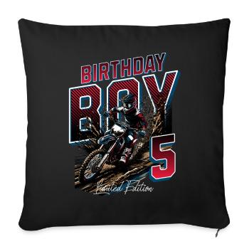 5e anniversaire de motocross - Housse de coussin décorative 45 x 45 cm - noir - Devant