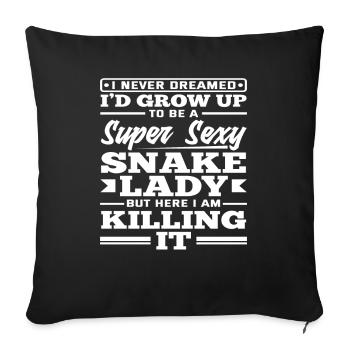 Snake Woman Funny Snake Owner - Sofa pillowcase 17,3'' x 17,3'' (45 x 45 cm) - black - Front