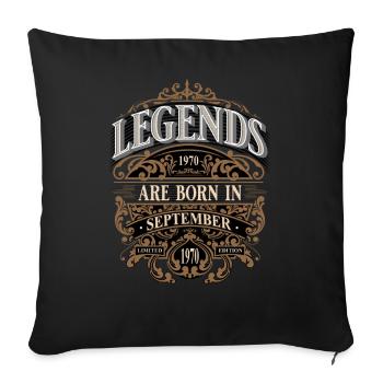1970 Septembre Naissance Anniversaire Année de naissance - Housse de coussin décorative 45 x 45 cm - noir - Devant