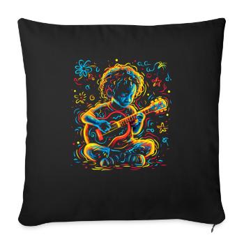 Small Ukulele Player - Sofa pillowcase 17,3'' x 17,3'' (45 x 45 cm) - black - Front