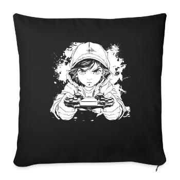 Gamer Anime Style - Sofa pillowcase 17,3'' x 17,3'' (45 x 45 cm) - black - Front