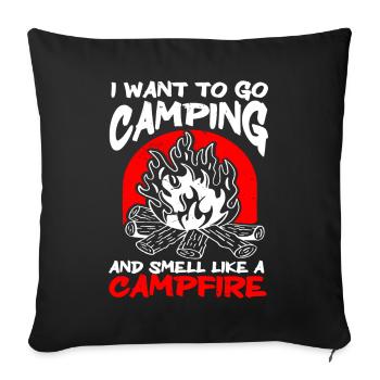 Je veux faire du camping et sentir comme un feu de camp - Housse de coussin décorative 45 x 45 cm - noir - Devant