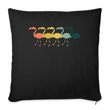 Flamants roses rétro - Housse de coussin décorative 45 x 45 cm - noir - Devant
