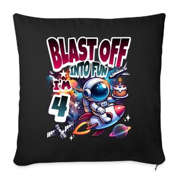 Astronaute 4e anniversaire Espace - Housse de coussin décorative 45 x 45 cm - noir - Devant
