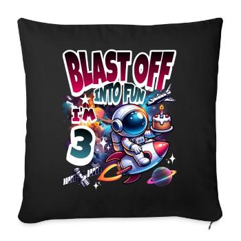 Astronaute 3ème Anniversaire Espace - Housse de coussin décorative 45 x 45 cm - noir - Devant