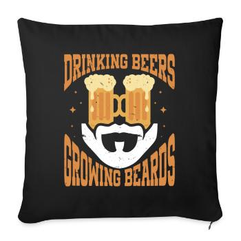 Boire Des Bières Et Laisser Pousser Des Barbes, Drôle De Barbe - Housse de coussin décorative 45 x 45 cm - noir - Devant