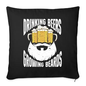 Boire Des Bières Et Laisser Pousser Des Barbes, Drôle De Barbe - Housse de coussin décorative 45 x 45 cm - noir - Devant