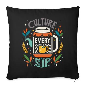 Propulsé par le champignon Kombucha - Housse de coussin décorative 45 x 45 cm - noir - Devant