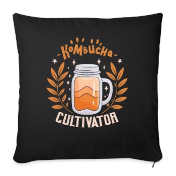 Angetrieben vom Kombucha Pilz - Sofakissenbezug 45 x 45 cm - Schwarz - Vorne