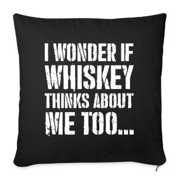 Je me demande si le whisky pense aussi à moi - Housse de coussin décorative 45 x 45 cm - noir - Devant