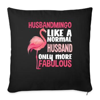 Flamingo Husband Fabulous - Sofa pillowcase 17,3'' x 17,3'' (45 x 45 cm) - black - Front