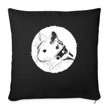 Chat Steampunk - Housse de coussin décorative 45 x 45 cm - noir - Devant