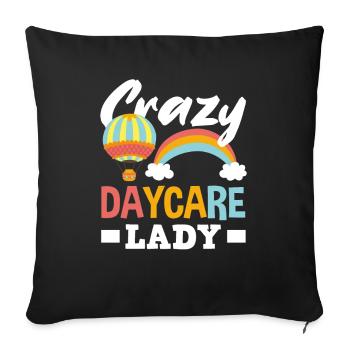 Crazy daycare lady - Sofa pillowcase 17,3'' x 17,3'' (45 x 45 cm) - black - Front