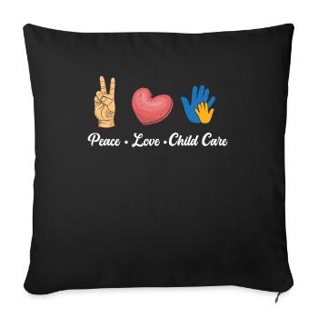 Peace Love Childcare - Sofa pillowcase 17,3'' x 17,3'' (45 x 45 cm) - black - Front