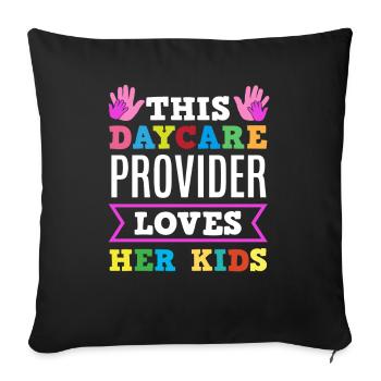 This day caregiver loves your children - Sofa pillowcase 17,3'' x 17,3'' (45 x 45 cm) - black - Front