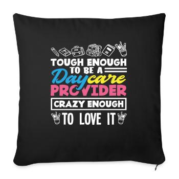 Éducateur de maternelle assez fort assez fou - Housse de coussin décorative 45 x 45 cm - noir - Devant