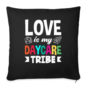 Love is my kindergarten tribe - Sofa pillowcase 17,3'' x 17,3'' (45 x 45 cm) - black - Front