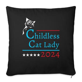 "Childless Cat Lady" Kamala Harris 2024 - Sofa pillowcase 17,3'' x 17,3'' (45 x 45 cm) - black - Front