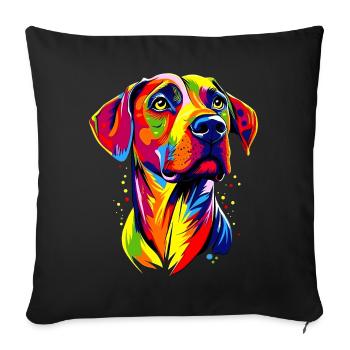 Rhodesian Ridgeback Popart Arc-en-ciel Chiens colorés - Housse de coussin décorative 45 x 45 cm - noir - Devant