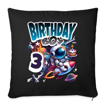 Astronaute 3ème Anniversaire Espace - Housse de coussin décorative 45 x 45 cm - noir - Devant