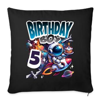 Astronaute 5e anniversaire Espace - Housse de coussin décorative 45 x 45 cm - noir - Devant