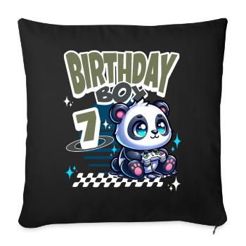 7th Birthday Children's Birthday Gaming Panda - Sofa pillowcase 17,3'' x 17,3'' (45 x 45 cm) - black - Front