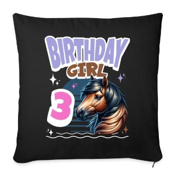 Pferd 3. Geburtstag Mädchen Kinder - Sofakissenbezug 45 x 45 cm - Schwarz - Vorne