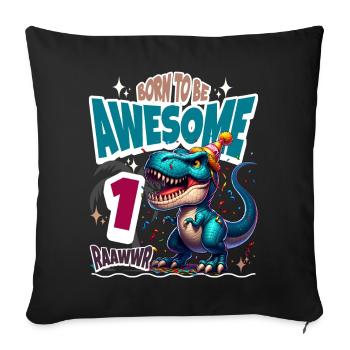 T Rex Dinosaure 1er Anniversaire Enfants Anniversaire - Housse de coussin décorative 45 x 45 cm - noir - Devant