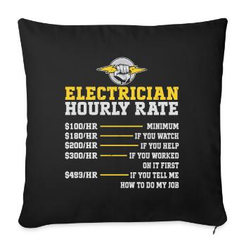 Electrician - Sofa pillowcase 17,3'' x 17,3'' (45 x 45 cm) - black - Front