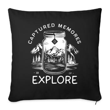 Souvenirs capturés - Nature, Montagne, Paysage dans un verre - Housse de coussin décorative 45 x 45 cm - noir - Devant
