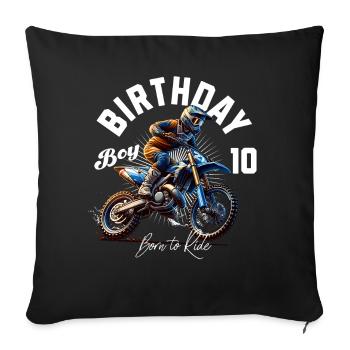 10e anniversaire de motocross - Housse de coussin décorative 45 x 45 cm - noir - Devant