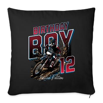 Motocross 12th Birthday - Sofa pillowcase 17,3'' x 17,3'' (45 x 45 cm) - black - Front