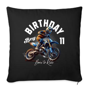 Motocross 11th Birthday - Sofa pillowcase 17,3'' x 17,3'' (45 x 45 cm) - black - Front