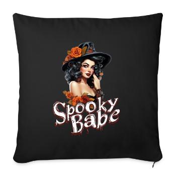Spooky Babe Retro Witch avec des Roses Dames - Housse de coussin décorative 45 x 45 cm - noir - Devant