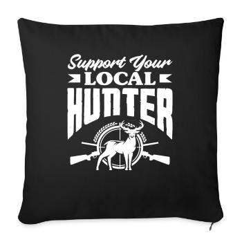 Soutenez votre motif de chasseur local - Housse de coussin décorative 45 x 45 cm - noir - Devant
