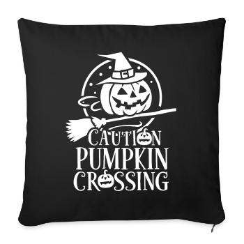 Citrouille d’Halloween Dicton Attention Pumkin Crossing - Housse de coussin décorative 45 x 45 cm - noir - Devant