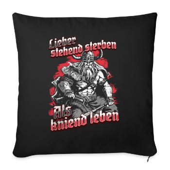 rViking Warrior Design Stehend Sterben Krieger - Sofakissenbezug 45 x 45 cm - Schwarz - Vorne
