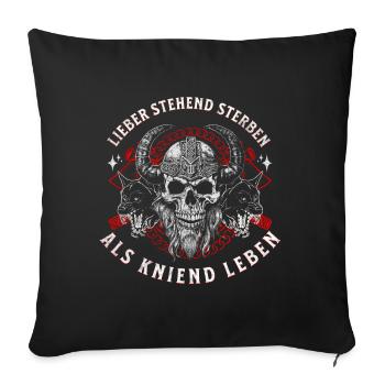 Viking Skull Horned Helmet Standing Die Design - Sofa pillowcase 17,3'' x 17,3'' (45 x 45 cm) - black - Front
