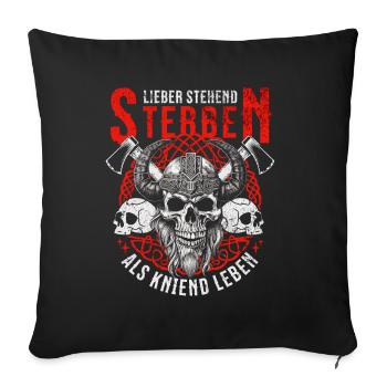 Viking Skull Design Warrior Saying - Sofa pillowcase 17,3'' x 17,3'' (45 x 45 cm) - black - Front