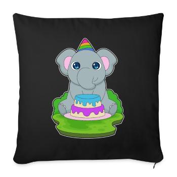 Gâteau d’anniversaire éléphant - Housse de coussin décorative 45 x 45 cm - noir - Devant