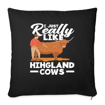Ich Mag Wirklich Highland Kühe - Sofakissenbezug 45 x 45 cm - Schwarz - Vorne