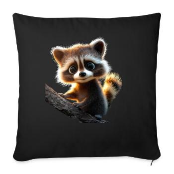 raton laveur raton laveur J’adore petit raton laveur mignon - Housse de coussin décorative 45 x 45 cm - noir - Devant